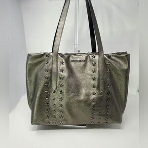 Jimmy Choo Star-Studded Silver Metallic Tote